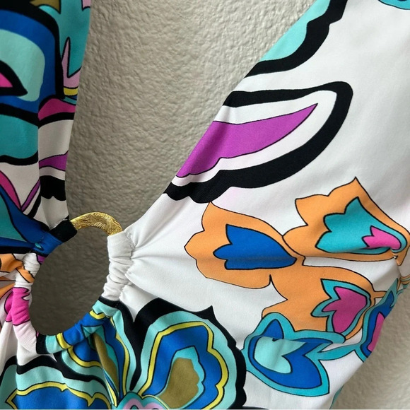 Trina Turk $162 Sz 6 Mandalay Floral Plunge One Piece Swimsuit Guc. - Picture 3 of 16